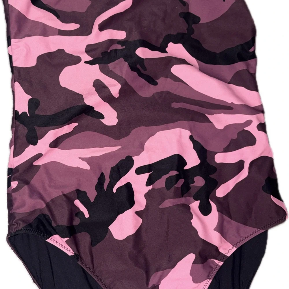 Balenciaga Black/pink one shoulder jersey camo New boutique swimsuit 🩱 - Picture 6 of 16